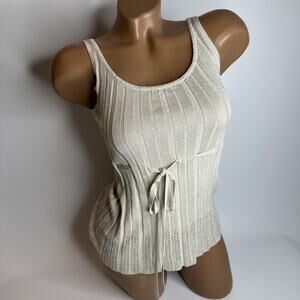 Episode Metallic Ribbed Knit Tank Top Ivory Sparkle M Y2k Minimalist Soft Girl